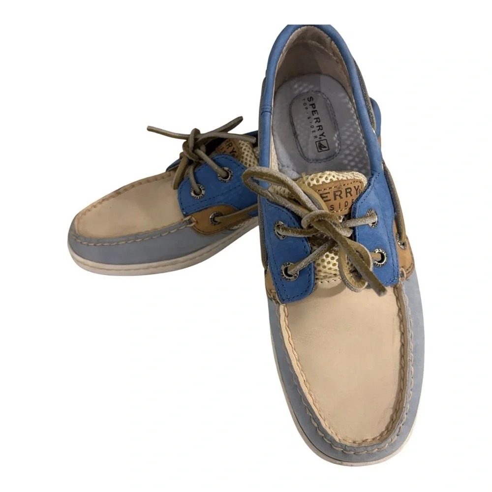 Sperry Topsider Leather Light Blue Preppy Nautical Old Money Boat Casual Shoe 6 - Picture 3 of 12